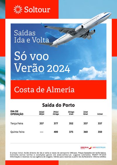 Promoções de Viagens | Só voo verão 2024 Costa de Almeria de Soltour | 27/02/2024 - 12/09/2024