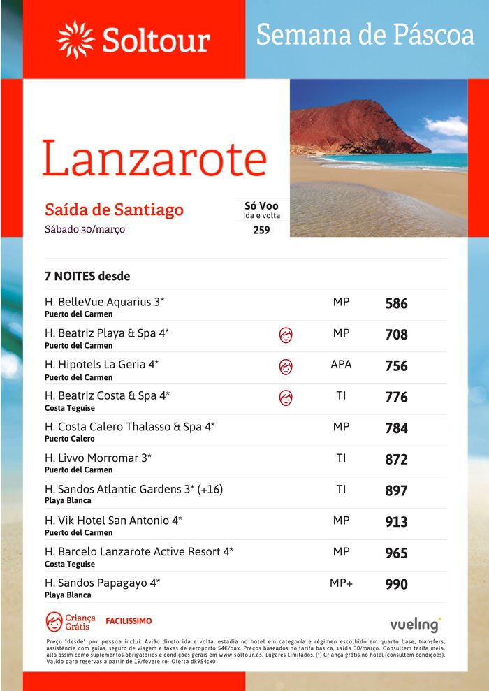 Catálogo Soltour em Lisboa | Semana de páscoa Lanzarote | 27/02/2024 - 30/03/2024