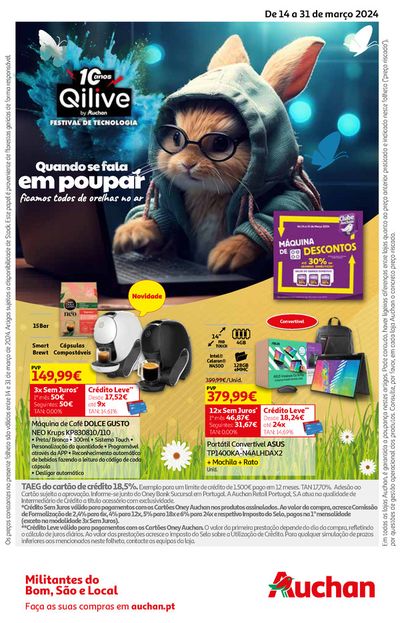 Promoções de Supermercados em Seixal |  Tecno Páscoa de Auchan | 14/03/2024 - 31/03/2024