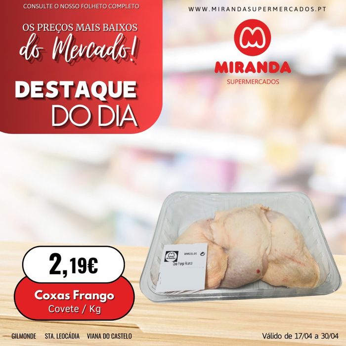 Catálogo Miranda Supermercados em Santa Leocádia de Briteiros | Coxas frango | 23/04/2024 - 30/04/2024