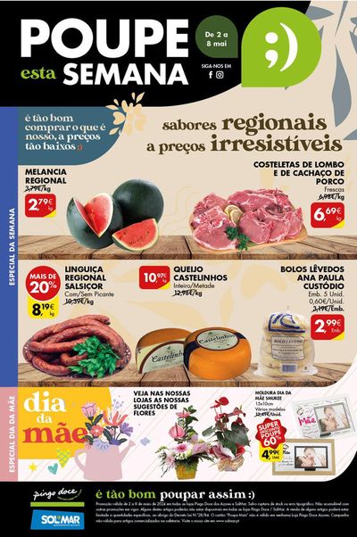 Promoções de Supermercados em Povoação | Folheto Pingo Doce de Pingo Doce | 03/05/2024 - 08/05/2024
