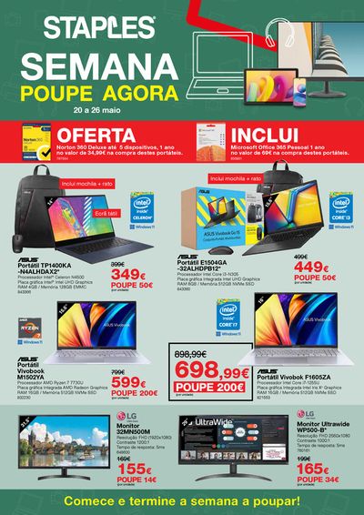 Promoções de Livrarias, Papelaria e Hobbies em Algueirão-Mem Martins | Semana Poupe Agora de Staples | 21/05/2024 - 26/05/2024