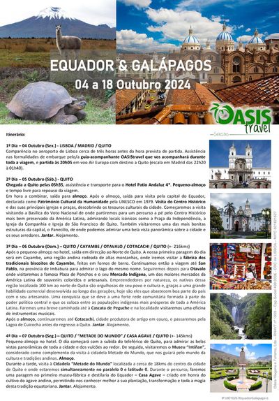 Catálogo Oasistravel | EQUADOR & GALÁPAGOS | 04/10/2024 - 18/10/2024
