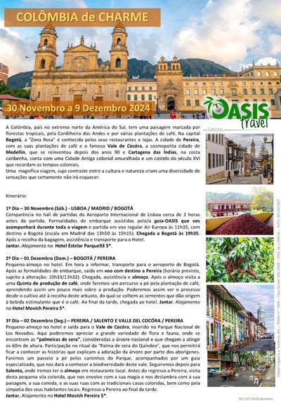Promoções de Viagens | COLÔMBIA de CHARME de Oasistravel | 30/11/2024 - 09/12/2024