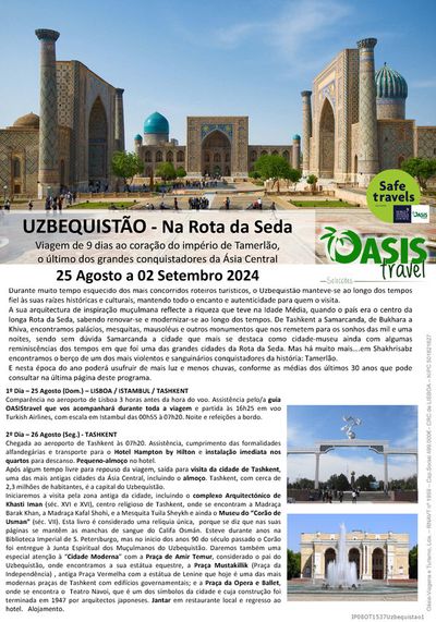 Promoções de Viagens | UZBEQUISTÃO de Oasistravel | 25/08/2024 - 02/09/2024
