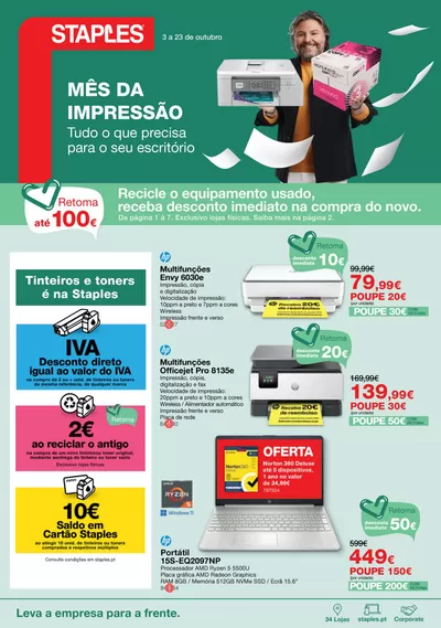 Promoções de Livrarias, Papelaria e Hobbies em Setúbal | Mês da Impressão de Staples | 03/10/2024 - 23/10/2024