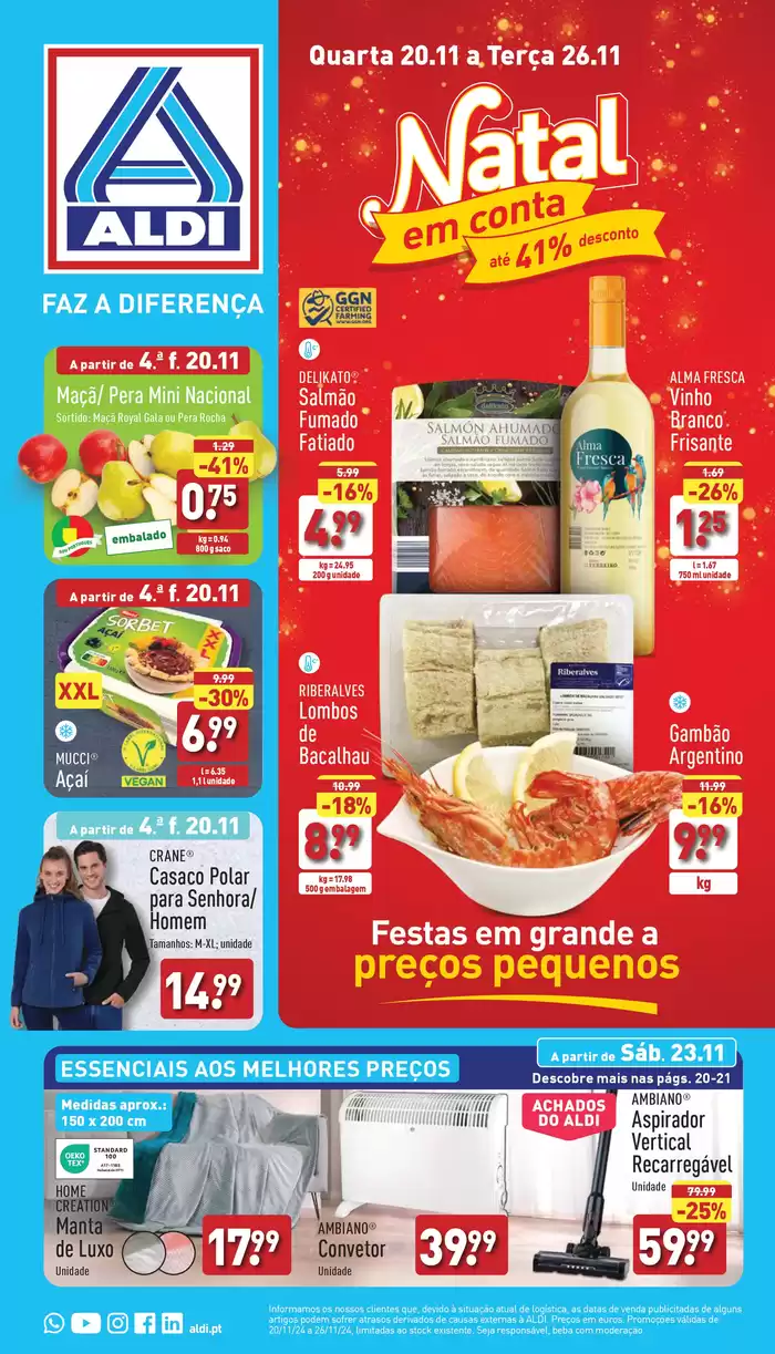 Catálogo Aldi em Mealhada | Folheto. Aldi | 20/11/2024 - 26/11/2024