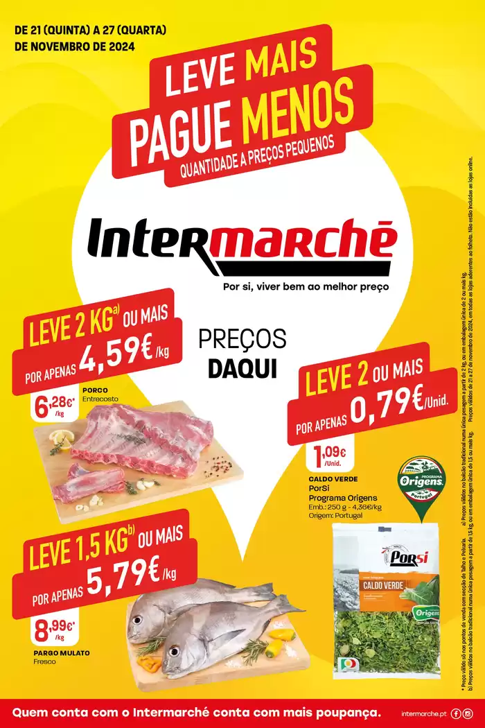 Catálogo Intermarché em Caldas da Rainha | Leve mais pague menos | 21/11/2024 - 27/11/2024