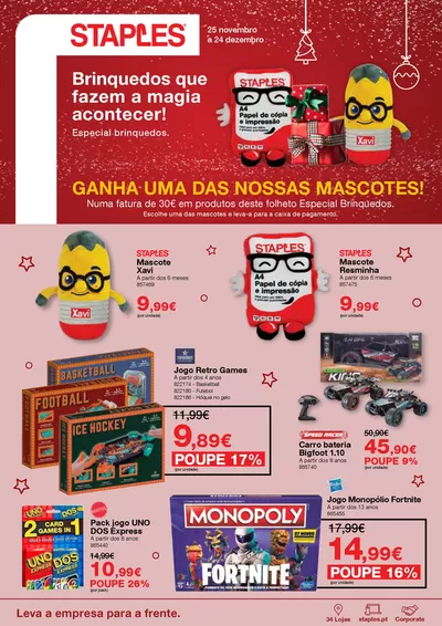 Promoções de Informática e Eletrónica em Alcobaça | Especial Brinquendos de Staples | 02/12/2024 - 24/12/2024