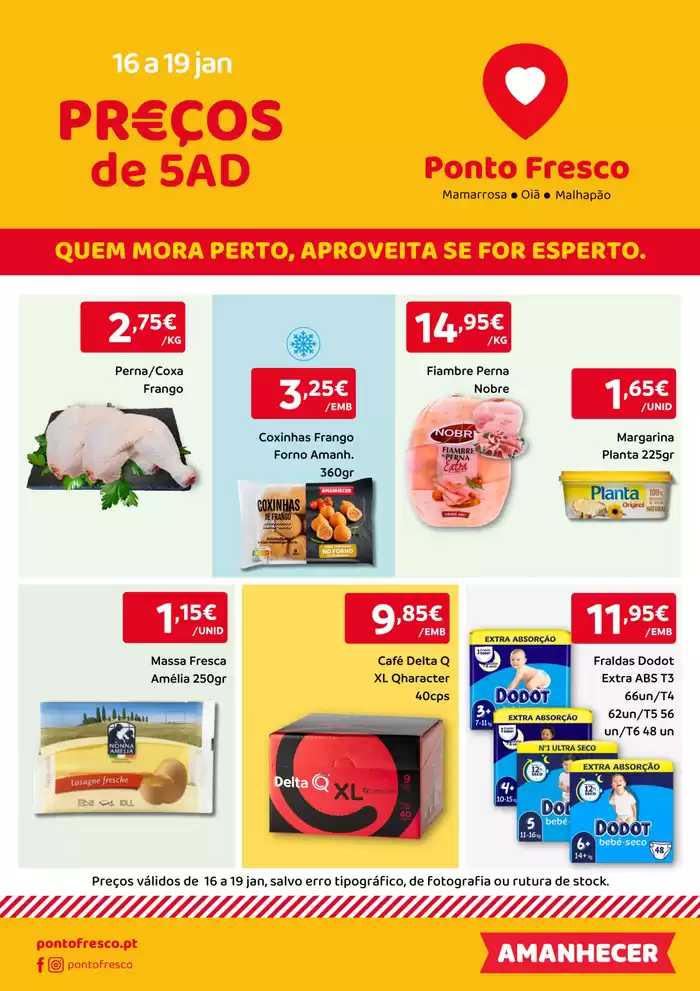 Catálogo Ponto Fresco em Aveiro | Folheto Preços de 5ª a Domingo | 16/01/2025 - 19/01/2025