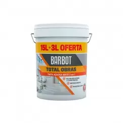 Oferta de Tinta Aquosa Mate Interior Barbot Total Obras 2em1 por 69,9€ em Armazéns Reis