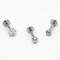 Oferta de Silver-tone 16G Crystal Fireball Helix Stud Earrings - 3 Pack por 6€ em Claire's