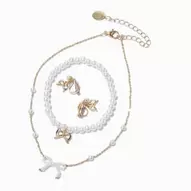 Oferta de Claire's Club Pearl & Bow Gold-tone Jewellery Set - 3 Pack por 4,99€ em Claire's