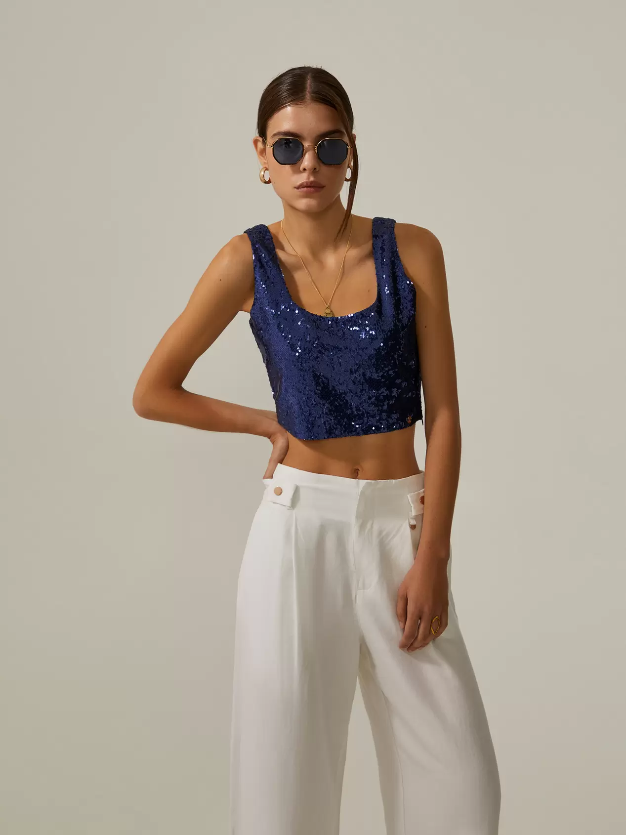 Oferta de Sequin cropped top por 44,98€ em Decenio