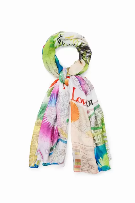 Oferta de New collection Lenço retangular mapas collage por 29,95€ em Desigual