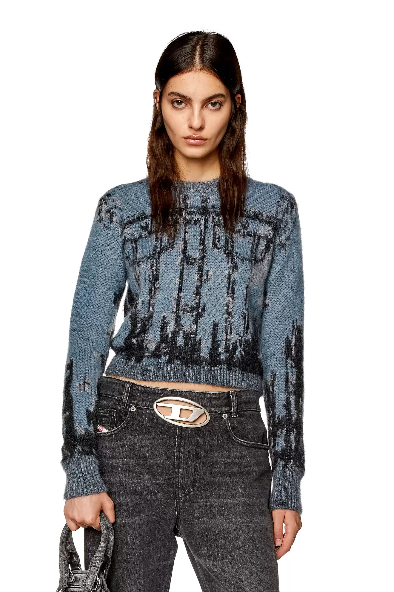 Oferta de Turtleneck top with denim-inspired weave por 175€ em Diesel