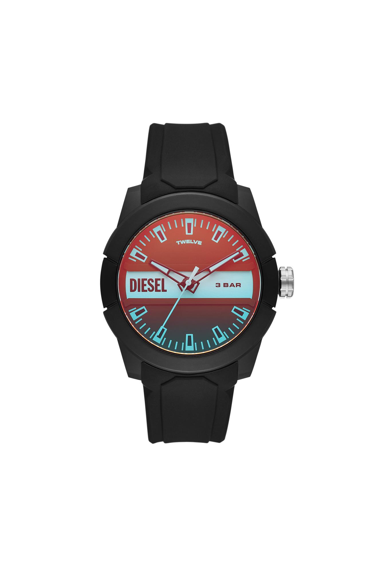 Oferta de Double up three-hand black silicone watch por 69€ em Diesel