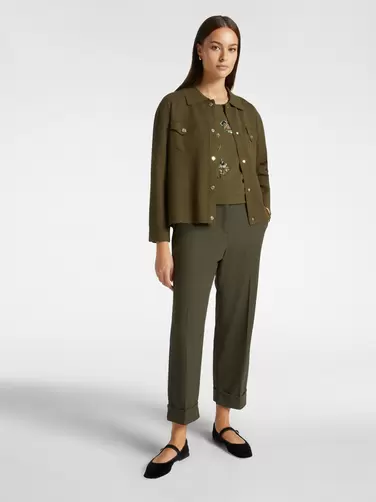 Oferta de Calças cropped em twill por 180€ em Elena Miró