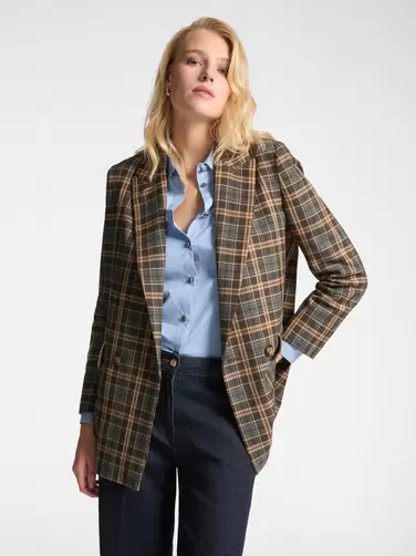 Oferta de Blazer peito duplo xadrez por 295€ em Elena Miró