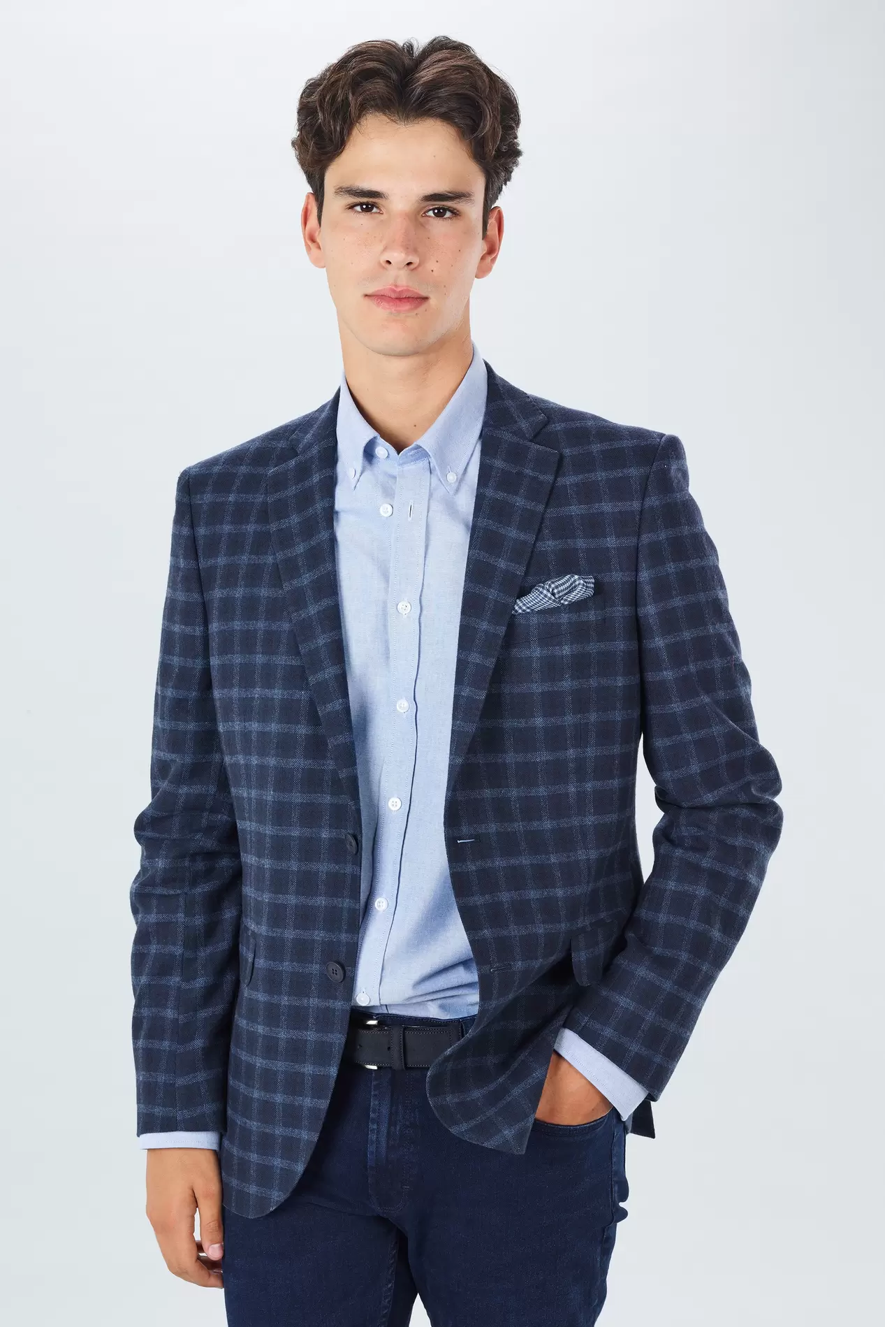 Oferta de Blazer slim fit xadrez por 89,96€ em Giovanni Galli