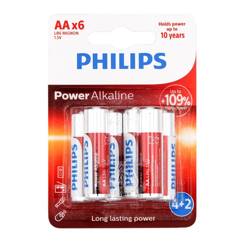 Oferta de Conjunto De 6 Pilhas Alcalina Philips Power Life LR06 por 2,99€ em hôma