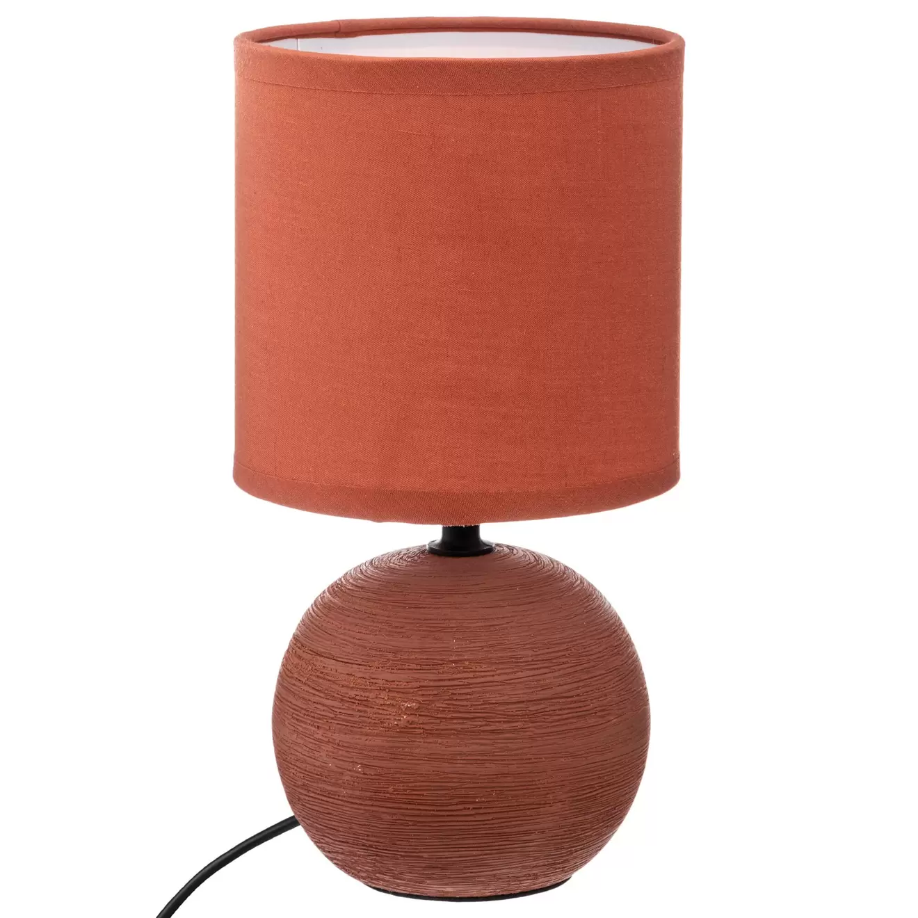 Oferta de Candeeiro De Mesa Timeo Terracota Em Cerâmica Com Nervuras por 7,99€ em hôma