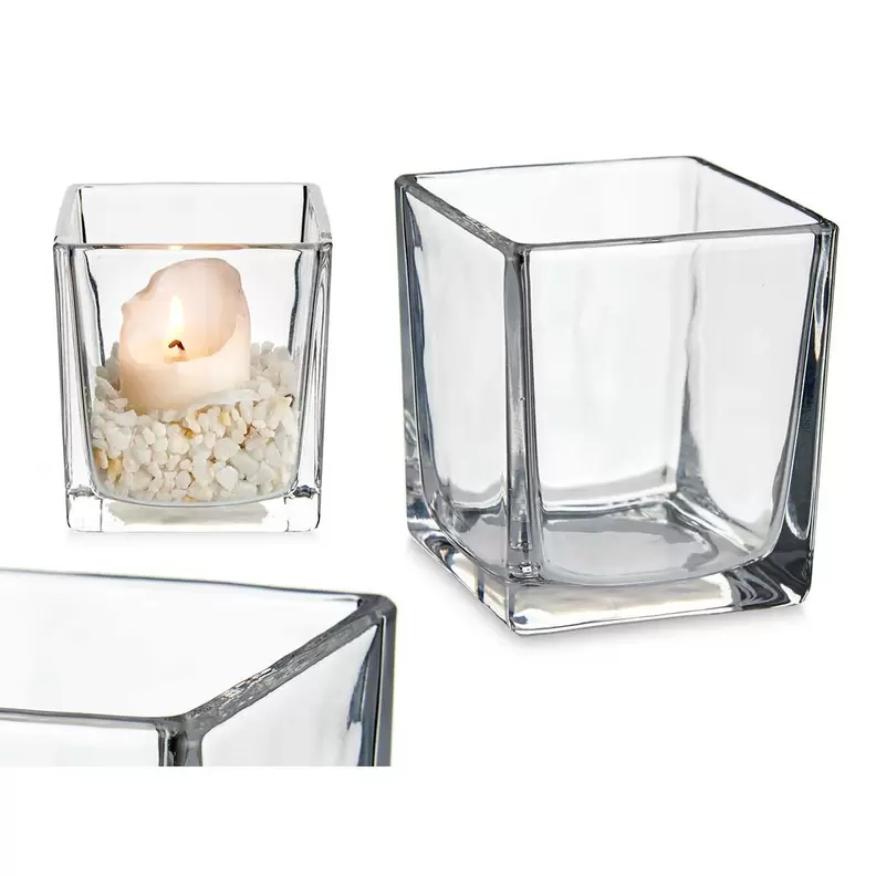 Oferta de Castiçal De Vidro Quadrado Transparente 8x8cm por 1,49€ em hôma