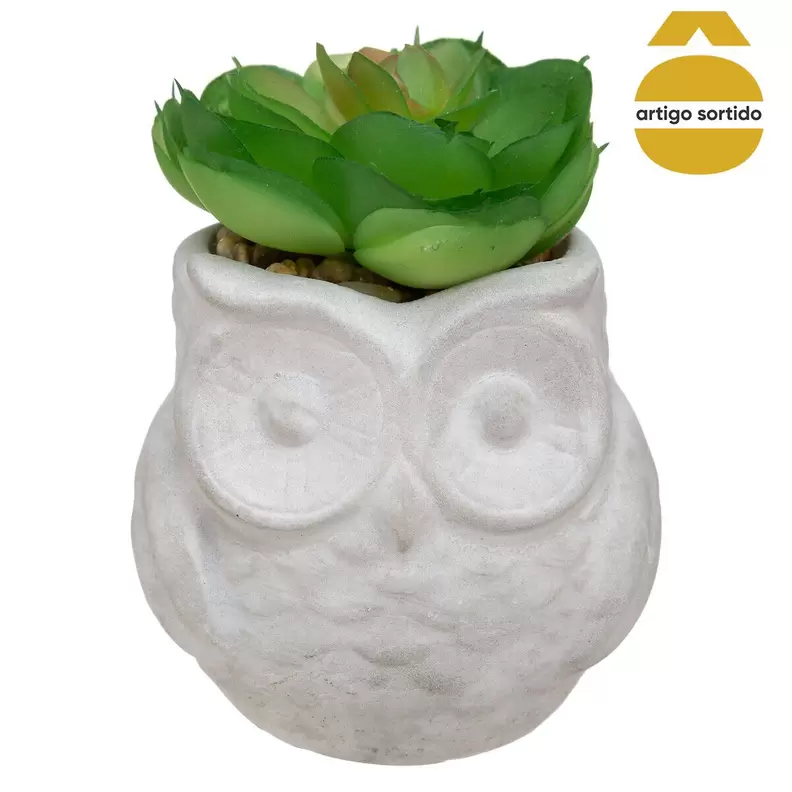 Oferta de Vaso coruja com planta artificial 8cm por 2,49€ em hôma