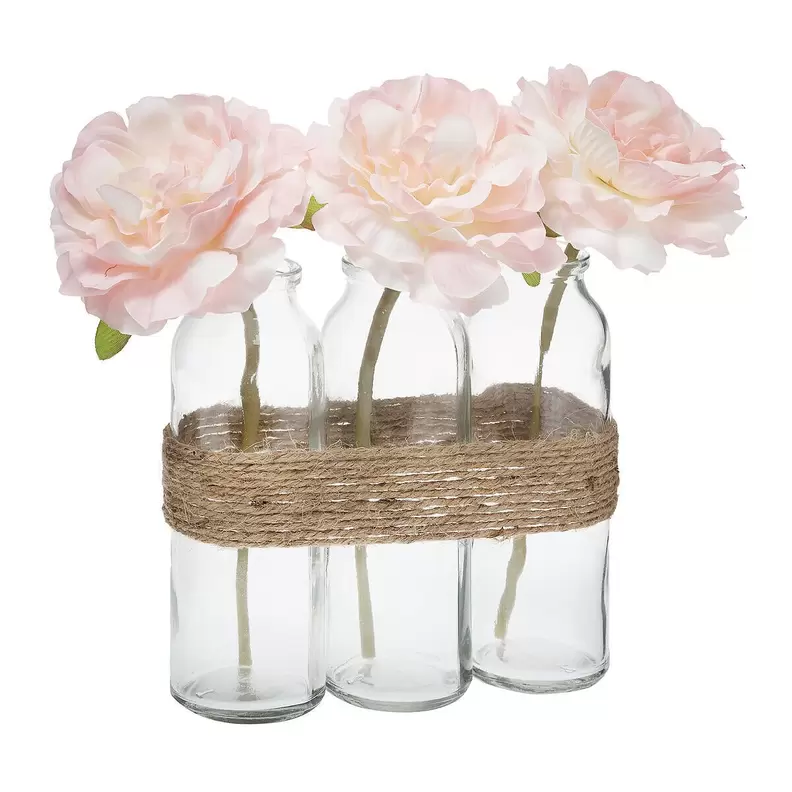 Oferta de Conjunto de 3 vasos de vidro com rosas por 8,99€ em hôma