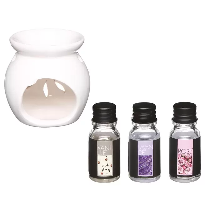 Oferta de Queimador com 3 óleos aroma floral perfumado por 3,99€ em hôma