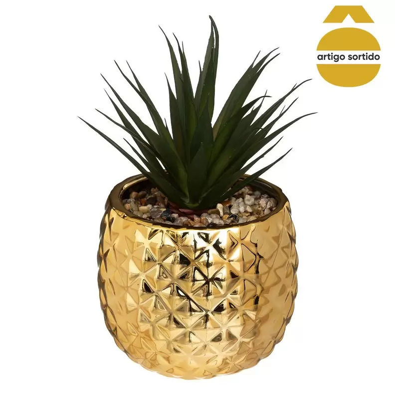 Oferta de Vaso Ananás Com Planta Artificial 18cm por 7,99€ em hôma