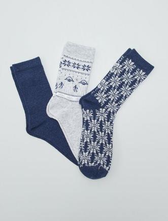 Oferta de Lote de 3 pares de meias jacquard por 8€ em Kiabi
