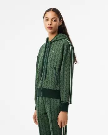 Oferta de Hoodie com fecho zip à frente em jacquard com monograma por 180€ em Lacoste