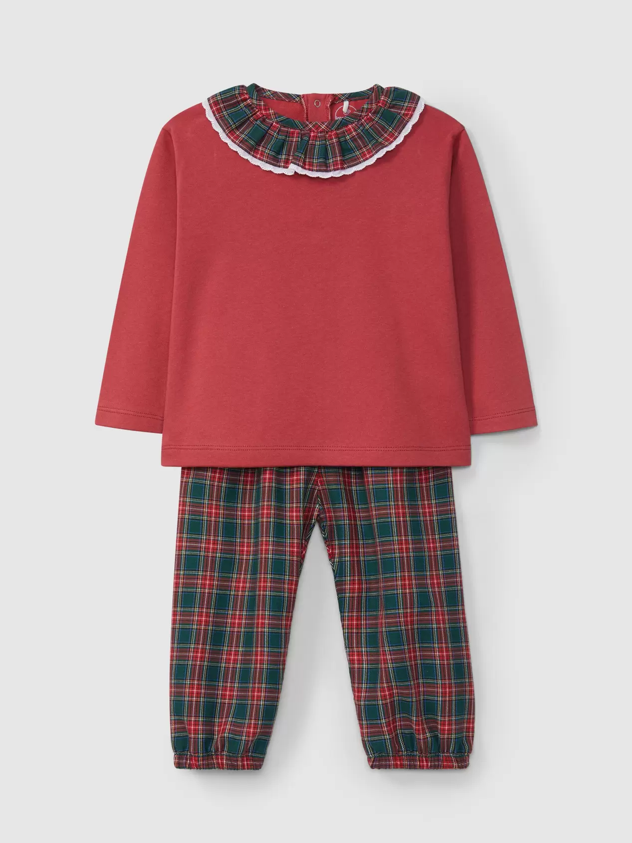 Oferta de Pijama xadrez com gola de folho por 65€ em Laranjinha