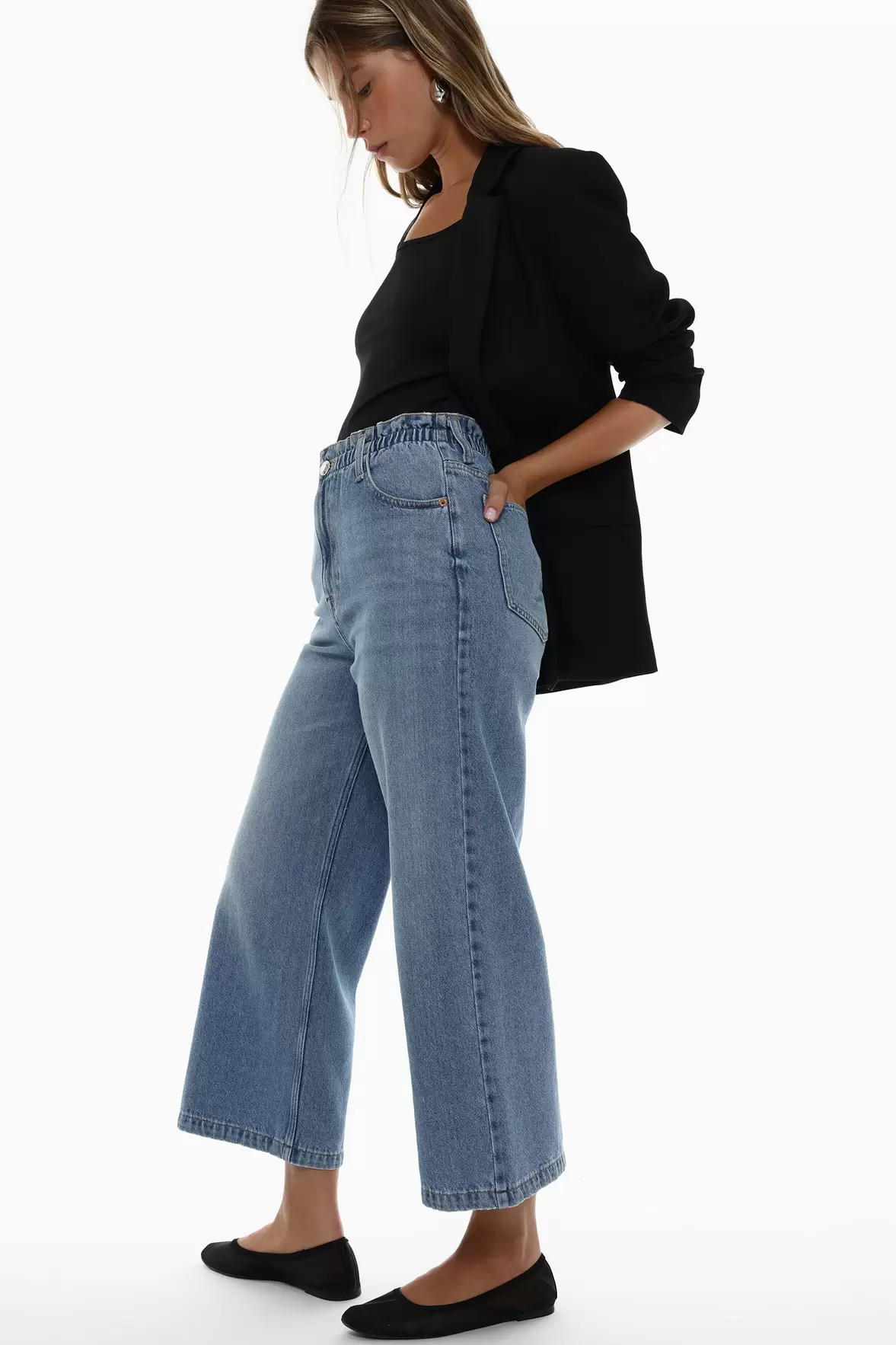 Oferta de Jeans Wide Leg Com Cintura Elástica por 19,99€ em Lefties