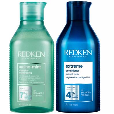 Oferta de Redken Amino Mint Scalp Cleansing for Greasy Hair Shampoo and Extreme Damage Repair Conditioner Bundle por 55,45€ em Look Fantastic