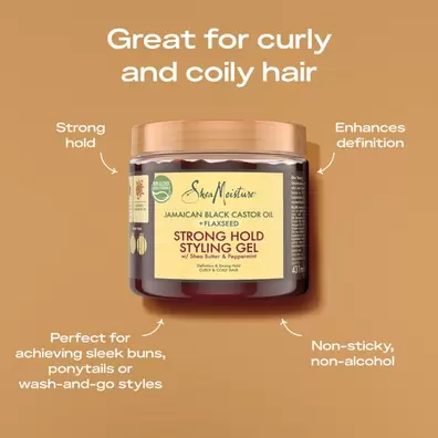 Oferta de SheaMoisture Jamaican Black Castor Oil Strong Hold Styling Gel 431ml por 21,95€ em Look Fantastic