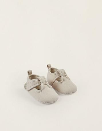 Oferta de Sapatos em Sarja para Recém-Nascido, Cinza Claro por 14,99€ em Zippy