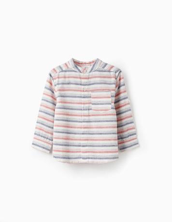 Oferta de Camisa às Riscas para Bebé Menino, Branco/Vermelho/Azul por 17,99€ em Zippy