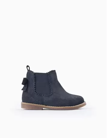 Oferta de Botas em Pele de Camurça para Bebé Menina, Azul Escuro por 39,99€ em Zippy