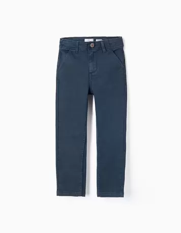 Oferta de Calças Chino em Sarja de algodão para Menino 'Slim Fit', Azul Escuro por 17,99€ em Zippy