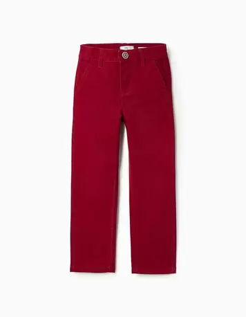 Oferta de Calças Chino de Sarja para Menino 'Slim Fit', Vermelho por 15,99€ em Zippy