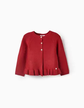 Oferta de Casaco de Malha com Folhos para Bebé Menina, Vermelho Tijolo por 17,99€ em Zippy