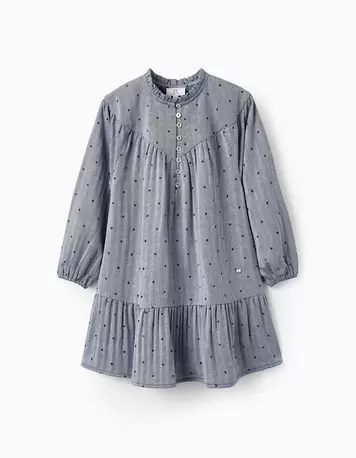 Oferta de Vestido de Algodão com Padrão para Menina, Azul por 29,99€ em Zippy