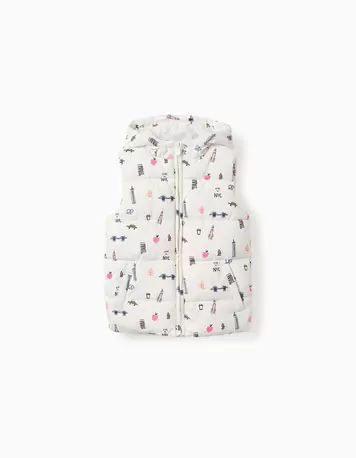 Oferta de Colete Acolchoado com Capuz para Menina 'Paris', Branco por 19,99€ em Zippy