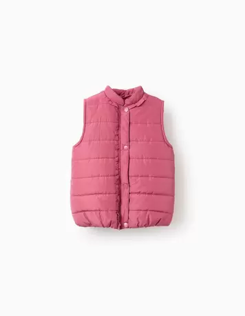 Oferta de Colete Acolchoado com Forro Polar e Folhos para Menina, Rosa por 12,99€ em Zippy