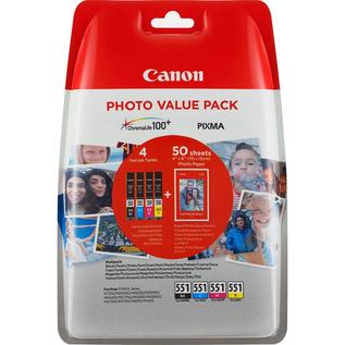 Oferta de Pack de Tinteiros Canon CLI-551 Preto e Cores Photo Value por 49,99€ em Media Markt