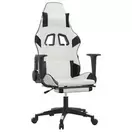 Oferta de VidaXL Cadeira gaming c/ apoio p/ pés couro artificial preto e branco por 136,99€ em VidaXL