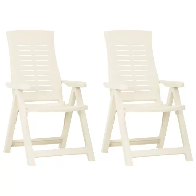 Oferta de VidaXL Cadeiras de jardim reclináveis 2 pcs plástico branco por 172,99€ em VidaXL