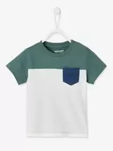 Oferta de T-shirt colorblock de mangas curtas, para bebé - verde... por 9,99€ em Vertbaudet